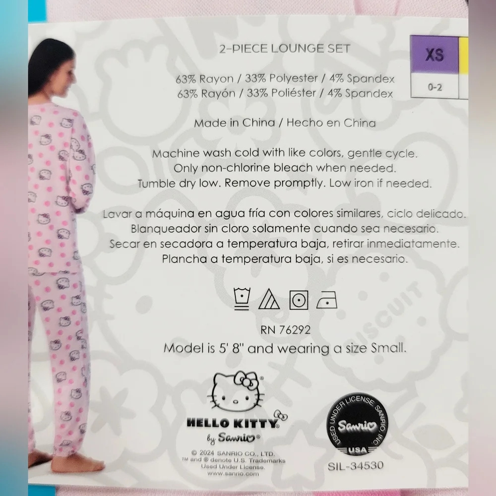 Hello Kitty Sanrio Womens 2pc Pink Knit Lounge PJ Set Long Sleeve Top Jogger - Picture 14 of 16